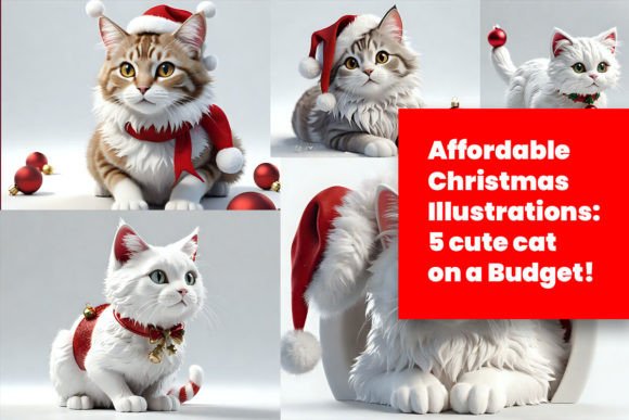 5 Christmas Cute Cat Illustrations Review