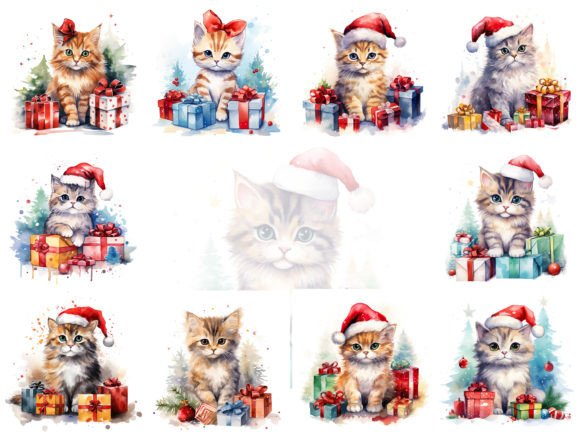 A Beautiful Christmas Cat Clipart for Illustrations