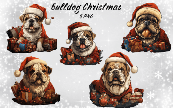 Bulldog Christmas Clipart: Festive Illustrations