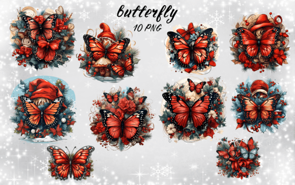 Butterfly Christmas Clipart: Festive Illustrations