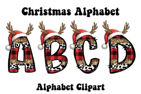 Christmas Alphabet Santa Hat Reindeer Illustrations