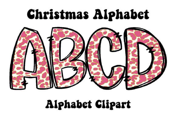 Christmas Alphabet White Leopard Doodle Illustrations