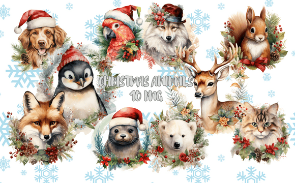 Christmas Animals Sublimations: Festive Illustrations