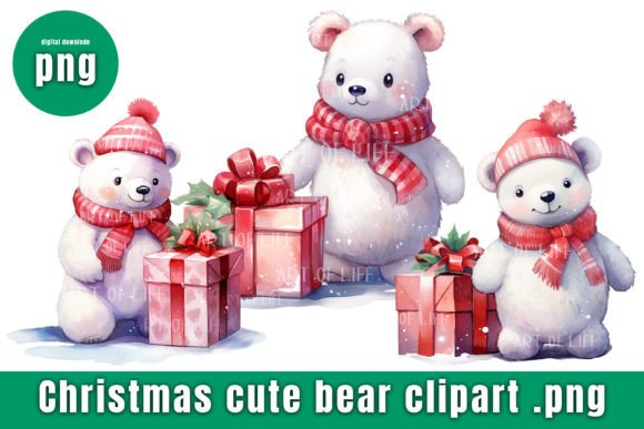 Christmas Cute Bear Clipart: Festive Illustrations