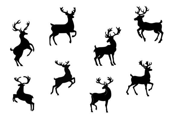 Christmas Deer Silhouettes: Editorial Illustrations