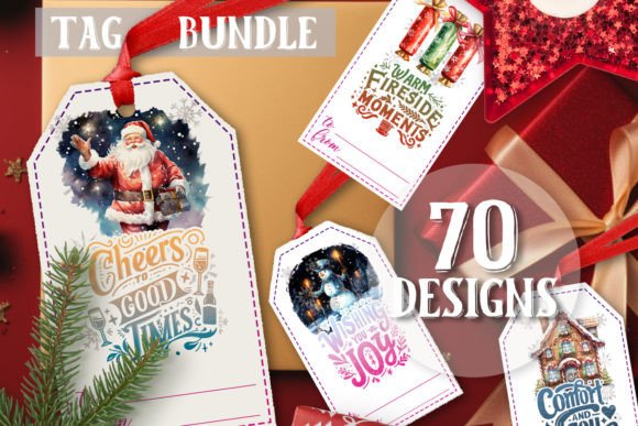 Christmas Gift Tags Bundle: 70 PNG Illustrations