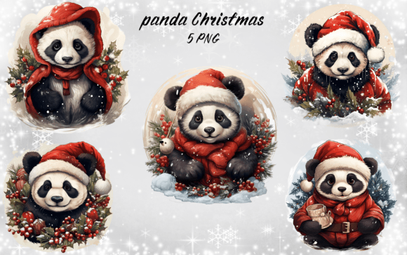 Christmas Panda Sublimation Bundle: Cute Illustrations