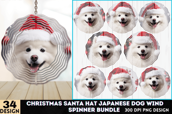 Christmas Santa Hat Japanese Dog Wind Illustrations