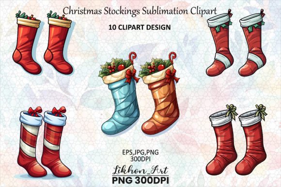 Christmas Stockings Sublimation Clipart: Festive Illustrations for Branding