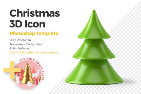 Christmas Tree 3D Icon: Premium Illustrations