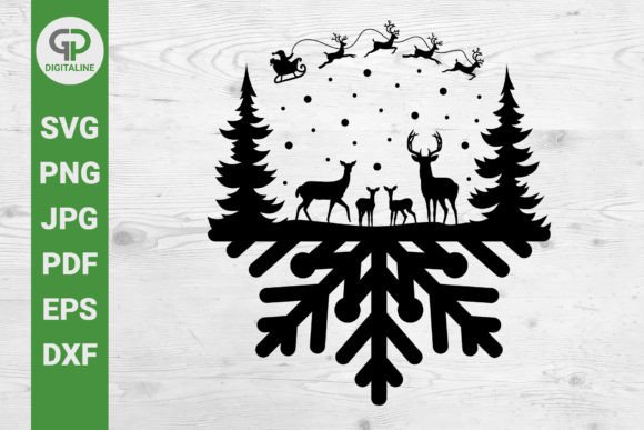 Deer Family and Santa SVG: Festive Illustrations