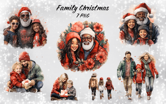 Family Christmas Clipart: Festive Illustrations