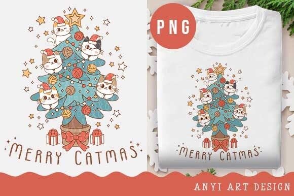 Funny Cat Christmas Tree Sublimation PNG Review