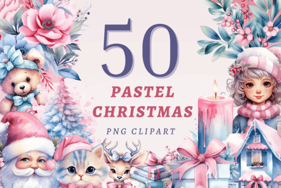 Pastel Christmas PNG Bundle: Soft Illustrations