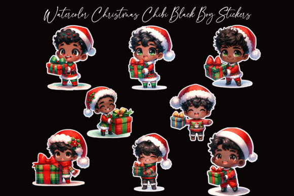 Review: Watercolor Christmas Chibi Boy Stickers for Embroidery