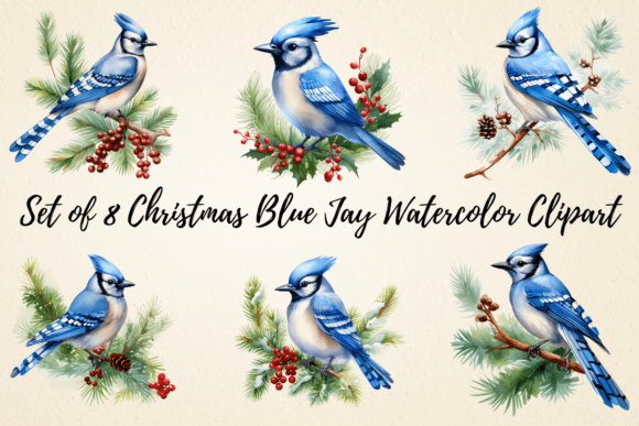 Reviewing Christmas Blue Jay Watercolor Clipart for Stitching