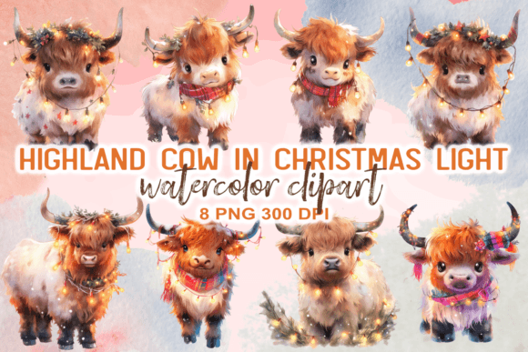 Reviewing Highland Cow in Christmas Light Clipart