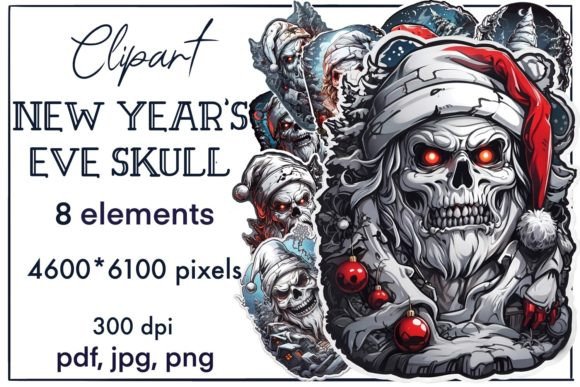 Santa Skull PNG: Bold Illustrations for Crafts