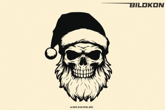 Skull Santa SVG: Bold Illustrations for Holiday Sales