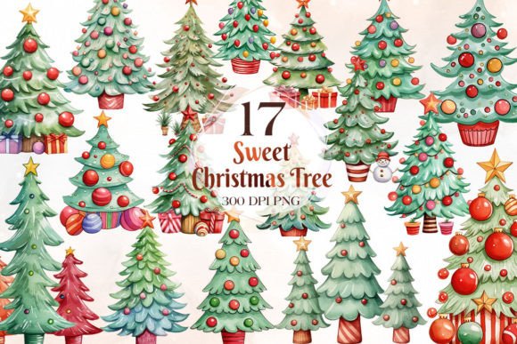 Sweet Christmas Tree Illustrations for Crafters